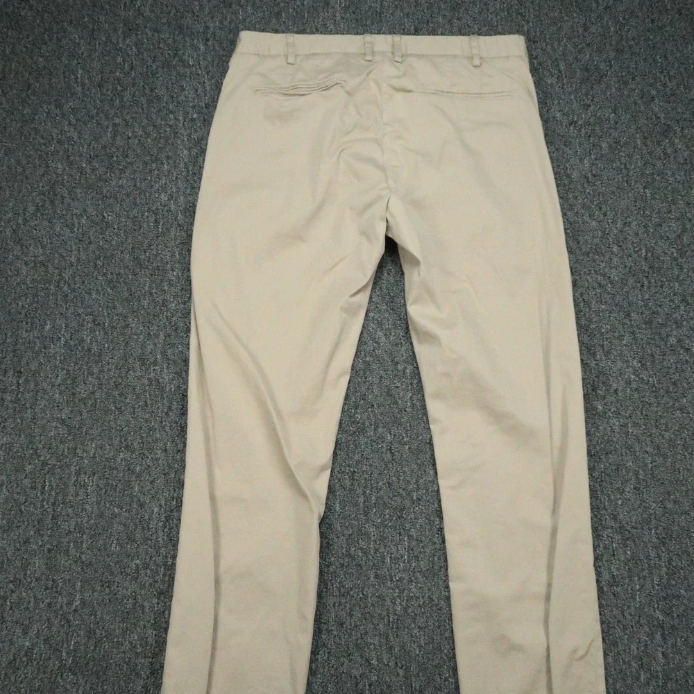 Asket Pants Mens 33x34 Beige The Chino Slim Fit Straight Flat Front Trouser